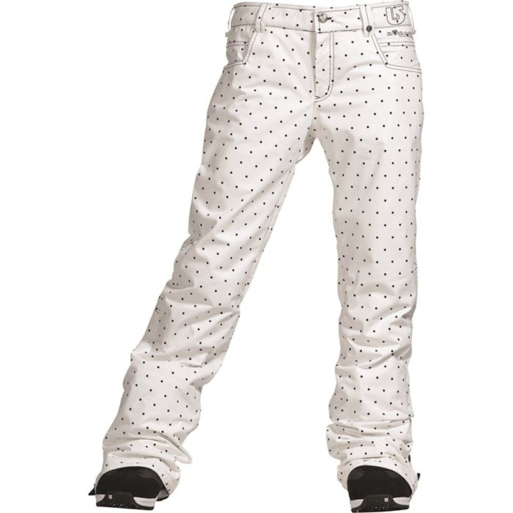Burton Snowpants White Black Ski Dryride The White Collection Polka Dot SZ 7